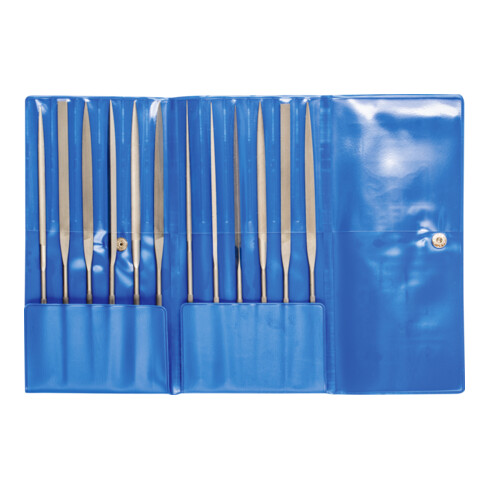 PFERD TOOLS Präzisions-Nadelfeilen-Set 12-tlg. in Rolltasche 160mm Schweizer Hieb 2, mittel-fein