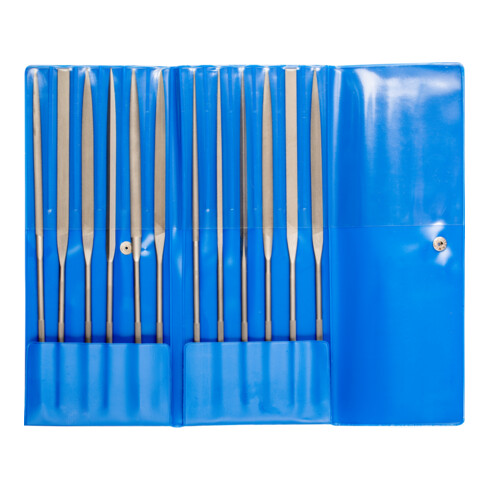 PFERD TOOLS Präzisions-Nadelfeilen-Set 12-tlg. in Rolltasche 200mm Schweizer Hieb 0, grob
