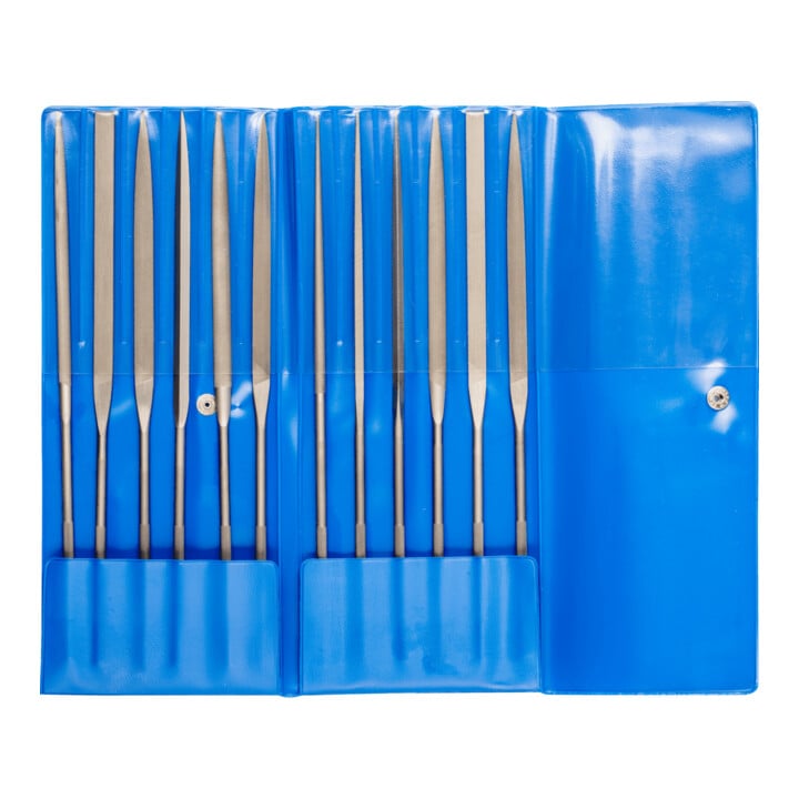 PFERD TOOLS Präzisions-Nadelfeilen-Set 12-tlg. in Rolltasche 200mm Schweizer Hieb 0, grob
