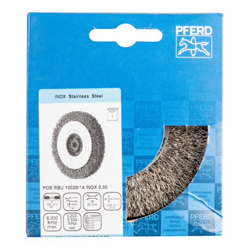 PFERD Rundbürste, ungezopft POS RBU 18038/AK32-2 INOX 0,30 0.3 mm gewellter Draht