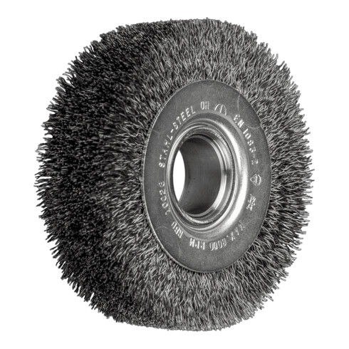 PFERD TOOLS Rundbürste breit ungezopft RBU Ø100x28xvariable Bohrung Stahl-Draht-Ø0,30 Schleifbock
