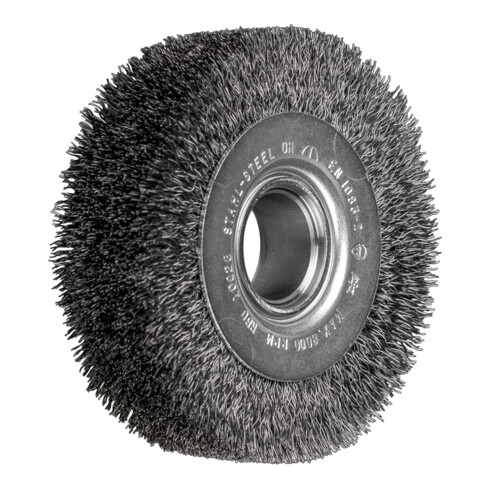 PFERD TOOLS Rundbürste breit ungezopft RBU Ø100x28xvariable Bohrung Stahl-Draht-Ø0,30 Schleifbock