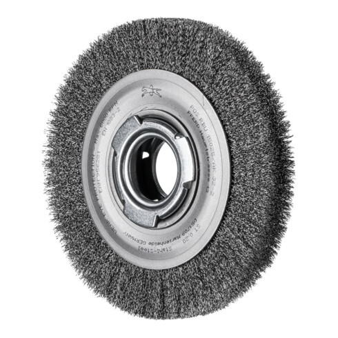 PFERD TOOLS Rundbürste breit ungezopft RBU Ø150x25xvariable Bohrung Stahl-Draht-Ø0,20 Schleifbock