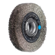 PFERD TOOLS Rundbürste breit ungezopft RBU Ø150x38xvariable Bohrung Edelstahl-Draht-Ø0,30 Schleifbock