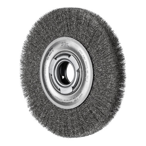 PFERD TOOLS Rundbürste breit ungezopft RBU Ø180x25xvariable Bohrung Edelstahl-Draht-Ø0,20 Schleifbock