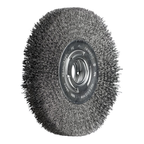 PFERD TOOLS Rundbürste breit ungezopft RBU Ø180x25xvariable Bohrung Stahl-Draht-Ø0,30 Schleifbock