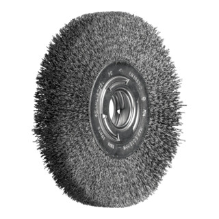 PFERD TOOLS Rundbürste breit ungezopft RBU Ø180x25xvariable Bohrung Stahl-Draht-Ø0,30 Schleifbock