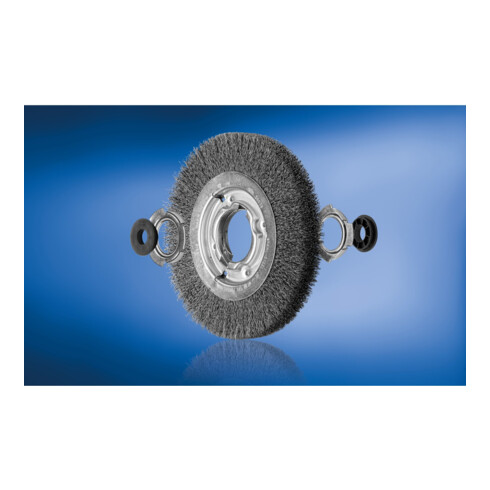 PFERD TOOLS Rundbürste breit ungezopft RBU Ø200x25xvariable Bohrung Stahl-Draht-Ø0,30 Schleifbock