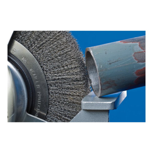 PFERD TOOLS Rundbürste breit ungezopft RBU Ø200x25xvariable Bohrung Stahl-Draht-Ø0,30 Schleifbock