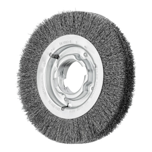 PFERD TOOLS Rundbürste breit ungezopft RBU Ø200x38xvariable Bohrung Stahl-Draht-Ø0,30 Schleifbock