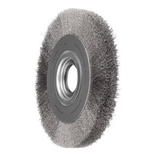 PFERD TOOLS Rundbürste breit ungezopft RBU Ø250x30xvariable Bohrung Edelstahl-Draht-Ø0,20 Schleifbock