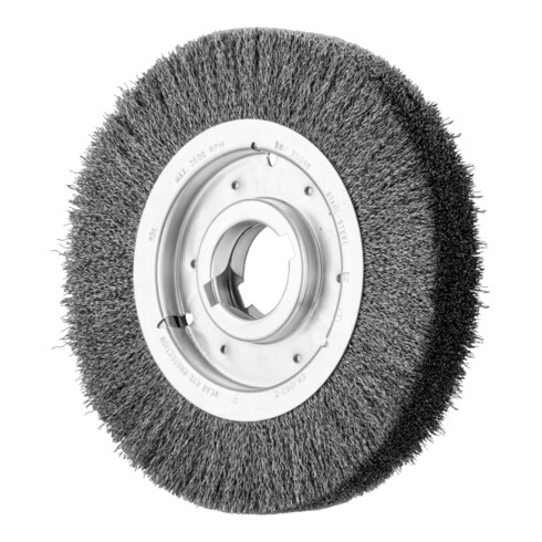 PFERD TOOLS Rundbürste breit ungezopft RBU Ø250x48xvariable Bohrung Stahl-Draht-Ø0,30 Schleifbock