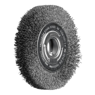 PFERD TOOLS Rundbürste breit ungezopft RBU Ø150x25xvariable Bohrung Stahl-Draht-Ø0,30 Schleifbock