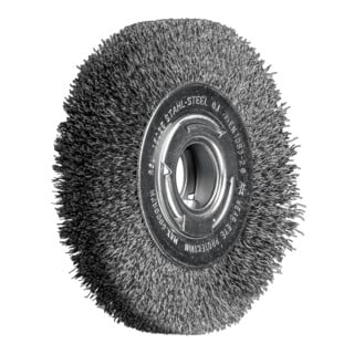 PFERD TOOLS Rundbürste breit ungezopft RBU Ø150x25xvariable Bohrung Stahl-Draht-Ø0,30 Schleifbock