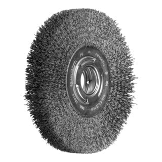 PFERD TOOLS Rundbürste breit ungezopft RBU Ø180x25xvariable Bohrung Stahl-Draht-Ø0,30 Schleifbock