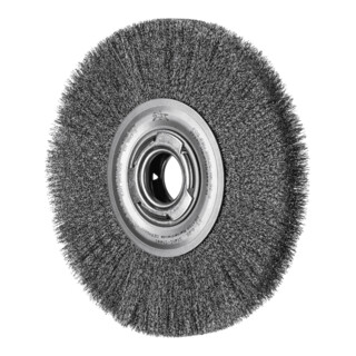 PFERD TOOLS Rundbürste breit ungezopft RBU Ø200x25xvariable Bohrung Stahl-Draht-Ø0,20 Schleifbock