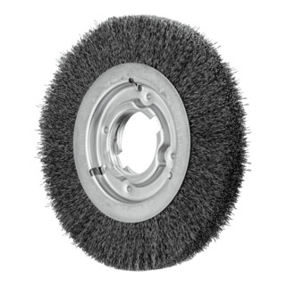 PFERD TOOLS Rundbürste breit ungezopft RBU Ø200x25xvariable Bohrung Stahl-Draht-Ø0,30 Schleifbock