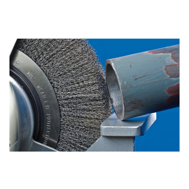 PFERD TOOLS Rundbürste breit ungezopft RBU Ø200x25xvariable Bohrung Stahl-Draht-Ø0,30 Schleifbock