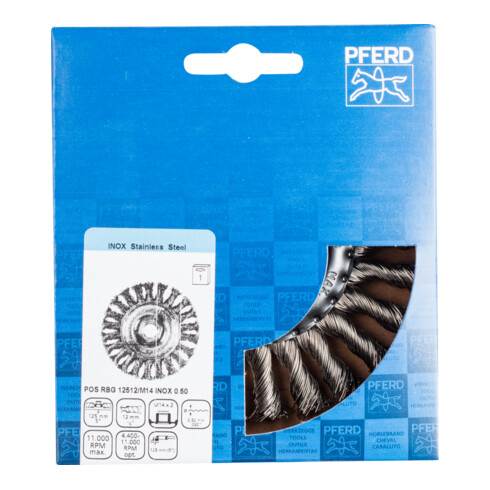 PFERD TOOLS Rundbürste gezopft RBG Ø 125x12 mm M14 Edelstahl-Draht-Ø 0,50mm Winkelschleifer