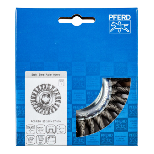 PFERD TOOLS Rundbürste gezopft RBG Ø 125x12 mm M14 Stahl-Draht-Ø 0,50mm Winkelschleifer