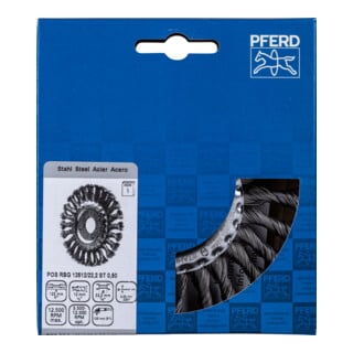PFERD TOOLS Rundbürste gezopft RBG Ø 125x12x22,2 mm Stahl-Draht-Ø 0,50mm Winkelschleifer