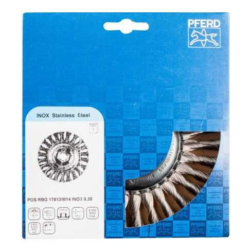 PFERD TOOLS Rundbürste gezopft RBG Ø 178x13 mm M14 Edelstahl-Draht-Ø 0,35 mm Winkelschleifer