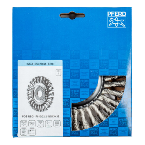 PFERD TOOLS Rundbürste gezopft RBG Ø 178x13x22,2 mm Edelstahl-Draht-Ø 0,35 mm Winkelschleifer