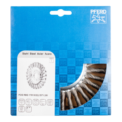 PFERD TOOLS Rundbürste gezopft RBG Ø 178x13x22,2 mm Stahl-Draht-Ø 0,50mm Winkelschleifer