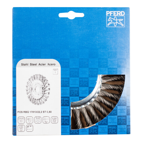 PFERD TOOLS Rundbürste gezopft RBG Ø 178x13x22,2 mm Stahl-Draht-Ø 0,80mm Winkelschleifer
