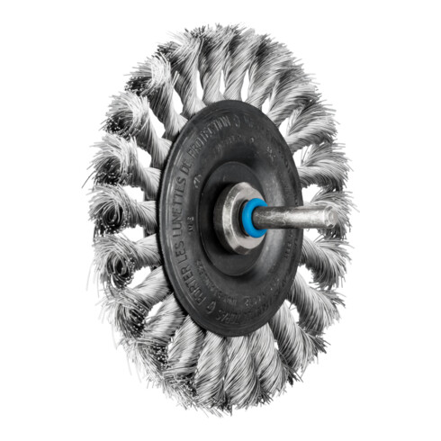 PFERD TOOLS Rundbürste gezopft RBG Ø100x12 mm Schaft-Ø6 mm Edelstahl-Draht-Ø0,35