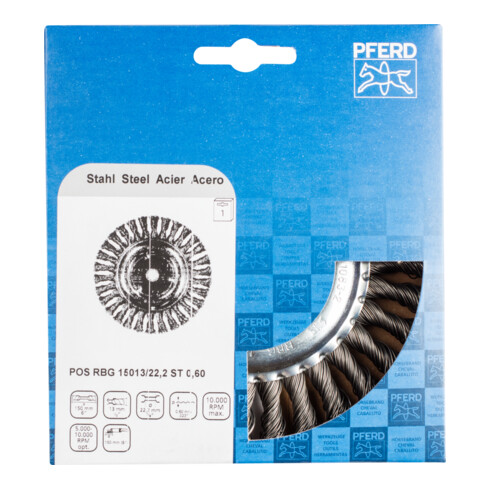 PFERD TOOLS Rundbürste gezopft RBG Ø150x13x22,2 mm Stahl-Draht-Ø0,60 Winkelschleifer