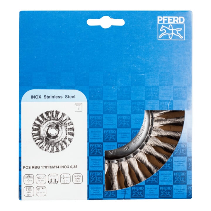 PFERD TOOLS Rundbürste gezopft RBG Ø 178x13 mm M14 Edelstahl-Draht-Ø 0,35 mm Winkelschleifer