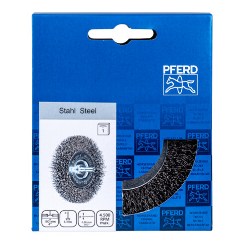 PFERD TOOLS Rundbürste ungezopft RBU Ø100mm Schaft-Ø 6 mm Stahl-Draht-Ø 0,30 Bohrmaschinen