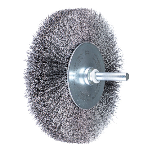PFERD TOOLS Rundbürste ungezopft RBU Ø100x20mm Schaft-Ø6 mm Stahl-Draht-Ø0,20