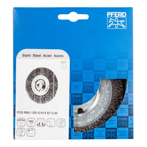 PFERD TOOLS Rundbürste ungezopft RBU Ø125x12 mm M14 Stahl-Draht-Ø0,30 Winkelschleifer