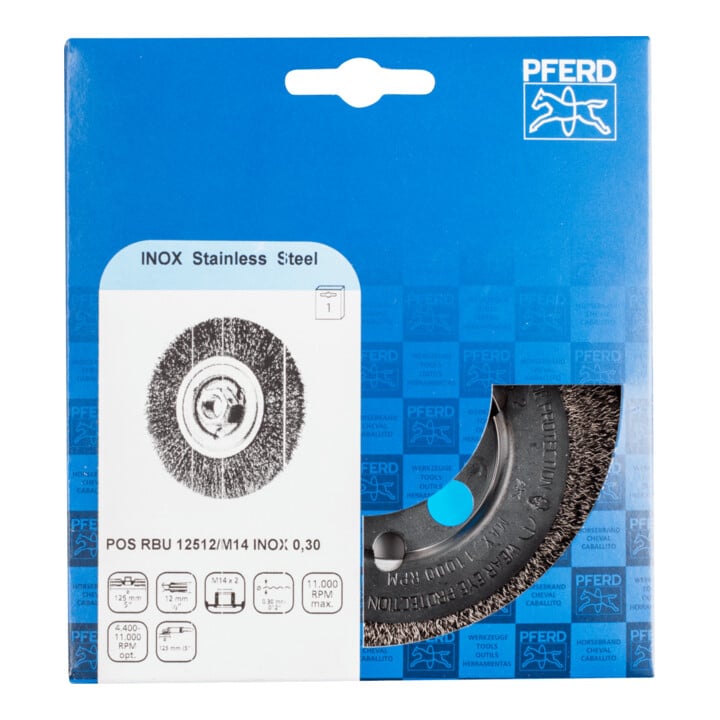 PFERD TOOLS Rundbürste ungezopft RBU Ø125x12 mm M14 Edelstahl-Draht-Ø0,30 Winkelschleifer