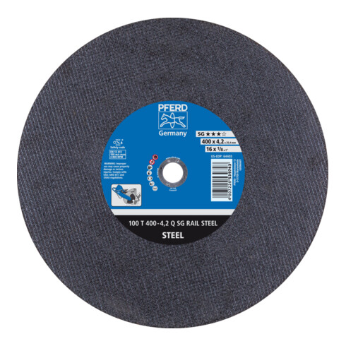 PFERD TOOLS Schienentrennscheibe T 400x4,2x25,4 mm Leistungslinie SG RAIL für Eisenbahnschienen