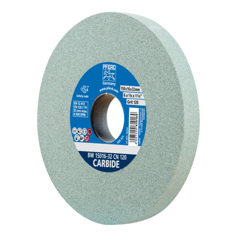 PFERD TOOLS Schleifbockscheibe Ø 150x16 mm Bohrung-Ø 32 mm SiC120 für harte Materialien z.B. Hartmetall