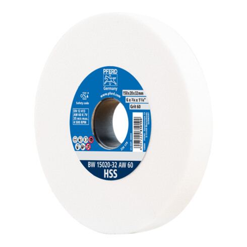 PFERD TOOLS Schleifbockscheibe Ø 150x20mm Bohrung-Ø 32 mm A60 zum Schärfen von HSS-Bohrern
