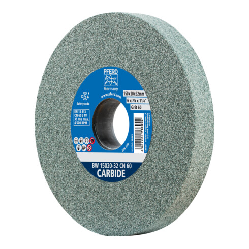 PFERD TOOLS Schleifbockscheibe Ø 150x20mm Bohrung-Ø 32 mm SiC60 für harte Materialien z.B. Hartmetall