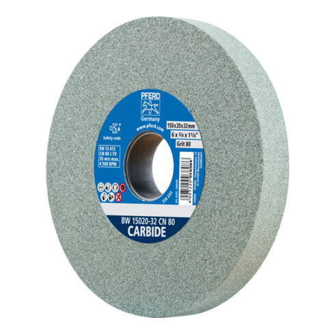 PFERD TOOLS Schleifbockscheibe Ø 150x20mm Bohrung-Ø 32 mm SiC80 für harte Materialien z.B. Hartmetall