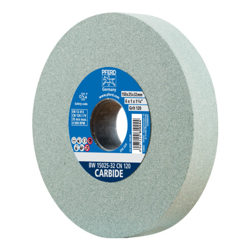 PFERD TOOLS Schleifbockscheibe Ø 150x25 mm Bohrung-Ø 32 mm SiC120 für harte Materialien z.B. Hartmetall
