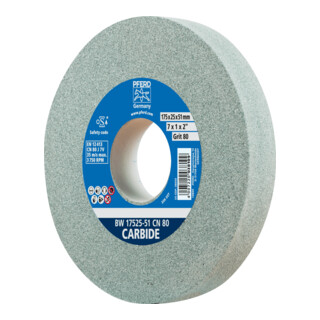 PFERD TOOLS Schleifbockscheibe Ø 175x25 mm Bohrung-Ø 51 mm SiC80 für harte Materialien z.B. Hartmetall