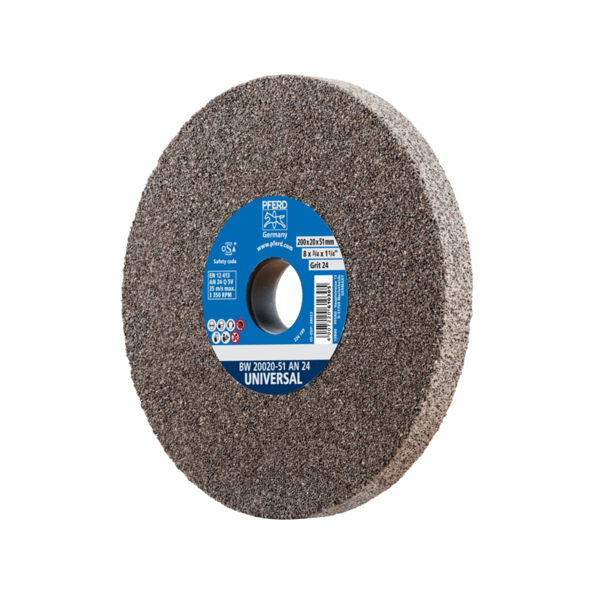 PFERD TOOLS Schleifbockscheibe Ø 200x20mm Bohrung-Ø 51 mm A24 für universelle Schleifaufgaben