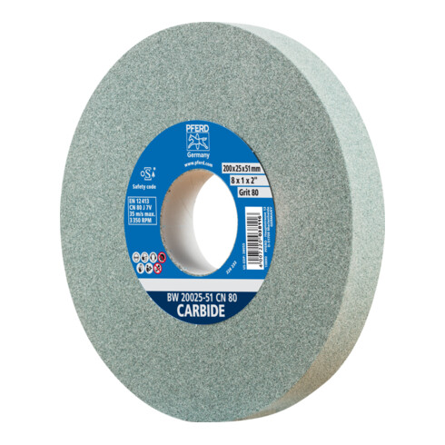 PFERD TOOLS Schleifbockscheibe Ø 200x25 mm Bohrung-Ø 51 mm SiC80 für harte Materialien z.B. Hartmetall