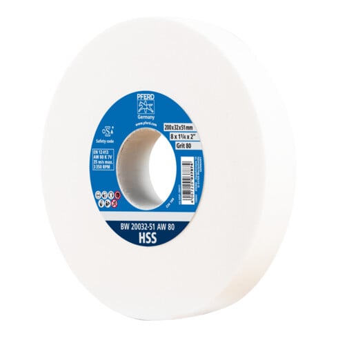 PFERD TOOLS Schleifbockscheibe Ø 200x32 mm Bohrung-Ø 51 mm A80 zum Schärfen von HSS-Bohrern