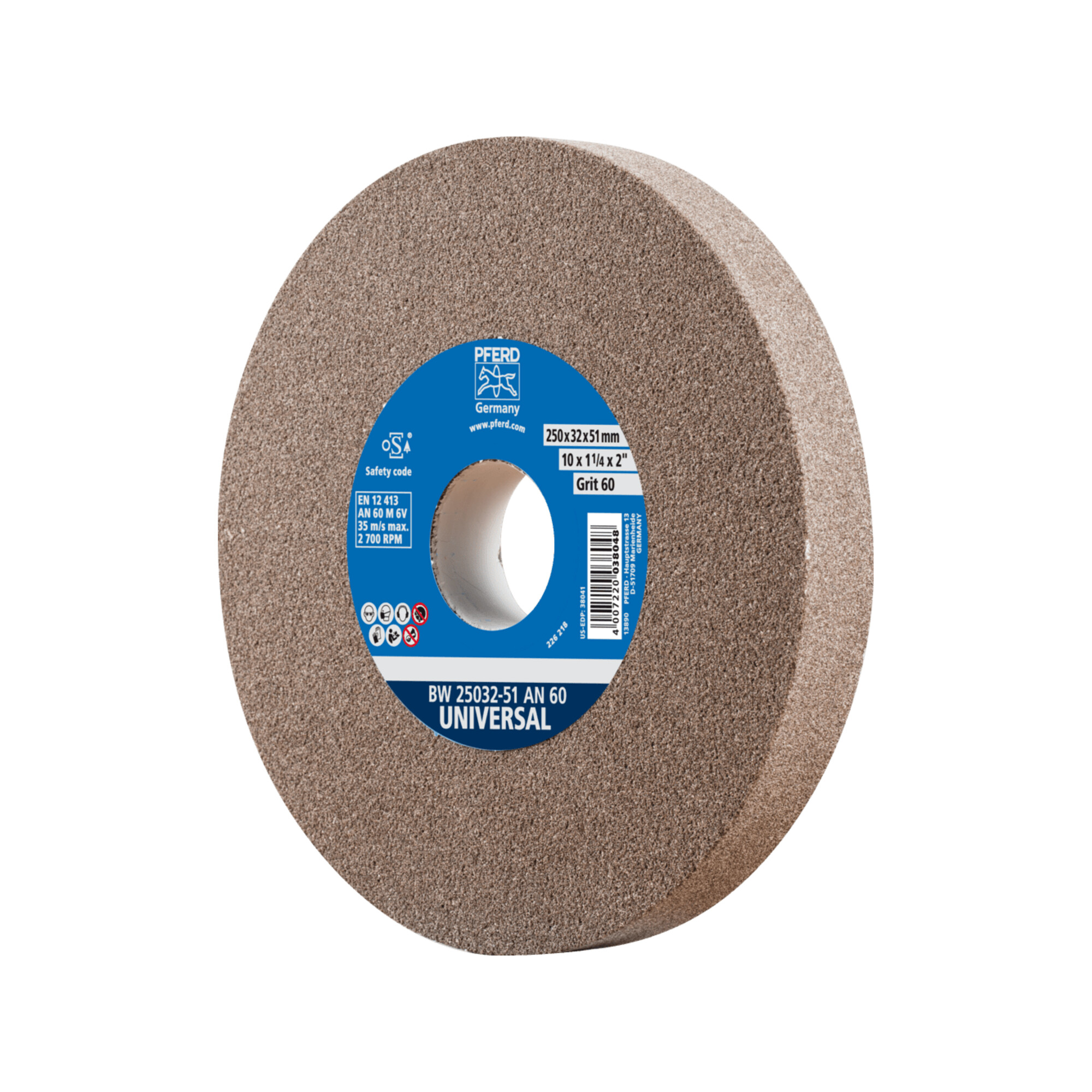 PFERD TOOLS Schleifbockscheibe Ø 250x32 mm Bohrung-Ø 51 mm A60 für universelle Schleifaufgaben