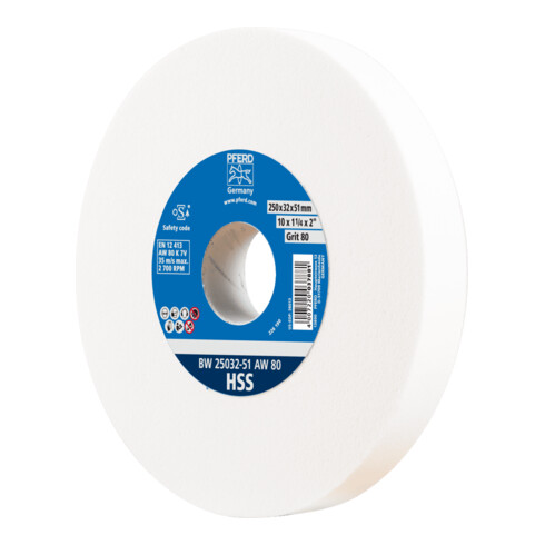 PFERD TOOLS Schleifbockscheibe Ø 250x32 mm Bohrung-Ø 51 mm A80 zum Schärfen von HSS-Bohrern