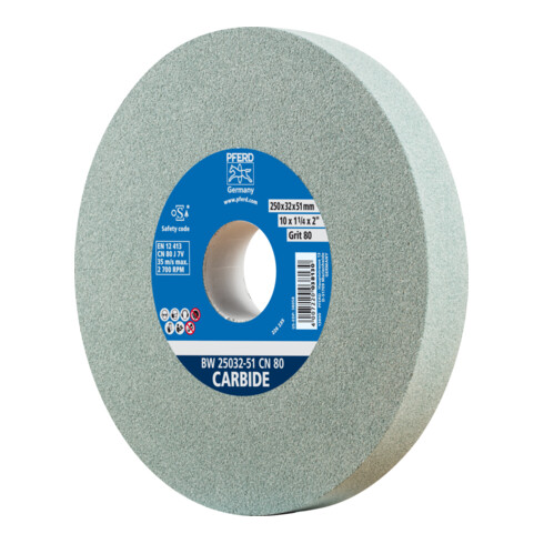 PFERD TOOLS Schleifbockscheibe Ø 250x32 mm Bohrung-Ø 51 mm SiC80 für harte Materialien z.B. Hartmetall