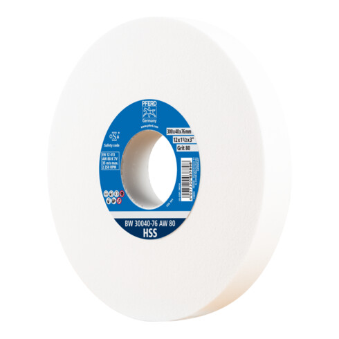 PFERD TOOLS Schleifbockscheibe Ø 300x40mm Bohrung-Ø 76 mm A80 zum Schärfen von HSS-Bohrern